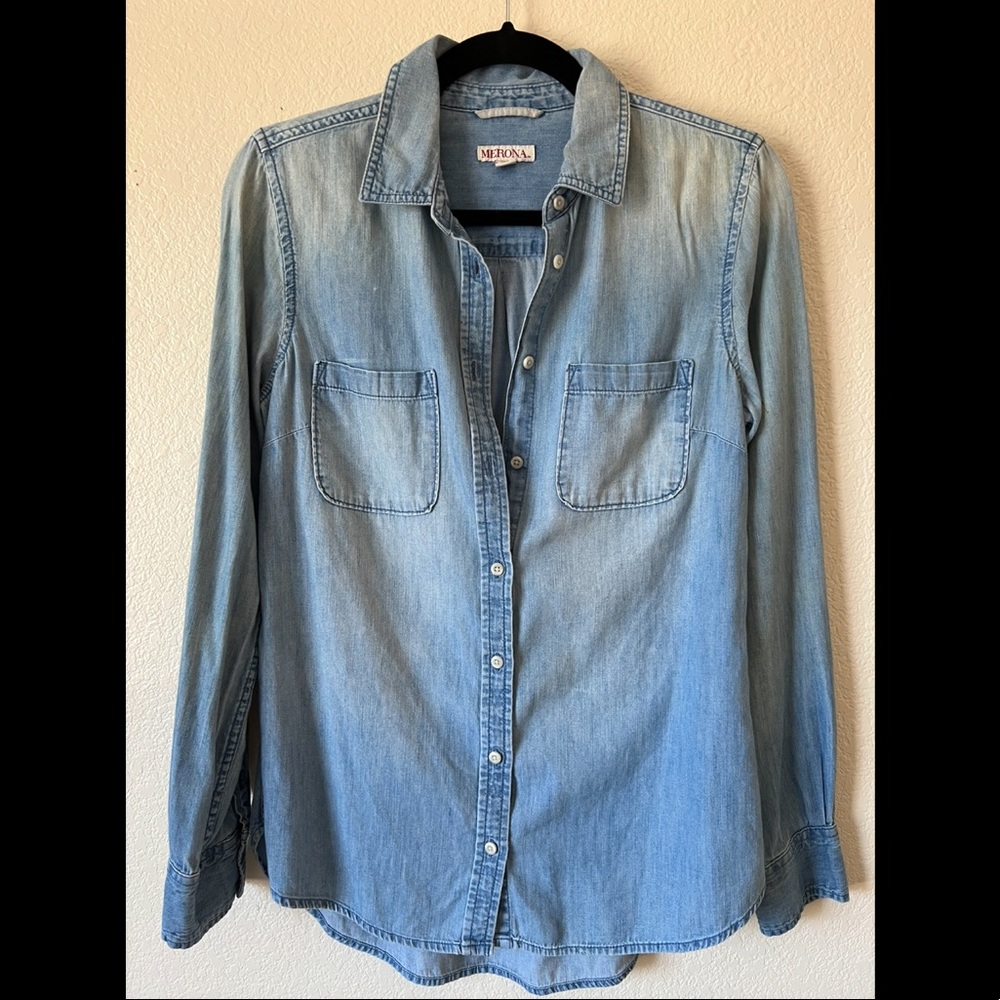 Merona, Chambray Button-Up, Sz:S